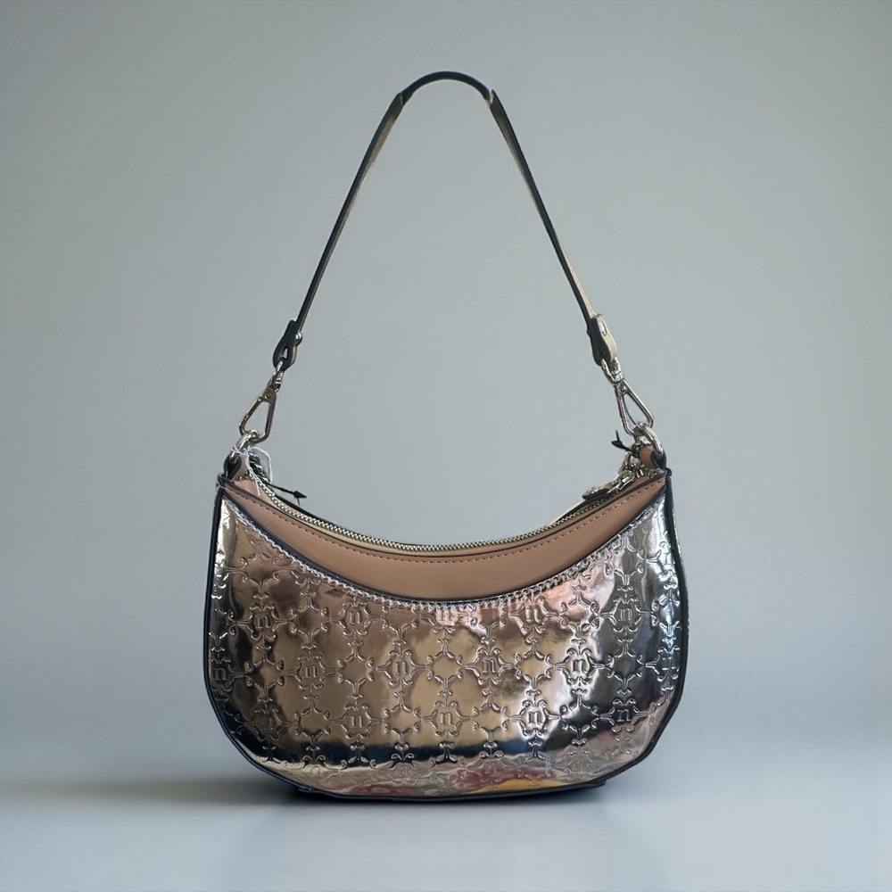 NWT Nanette Lepore Metallic Embossed Chain Shoulder Bag –Luxe Evening Crossbody - Picture 6 of 8